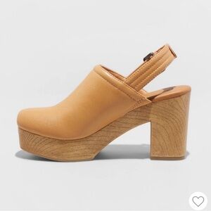 Platform Clog Style Mules, Tan Camel, EUC